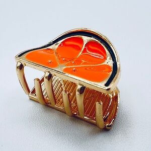 Mini Orange Slice Metal Hair Clip New